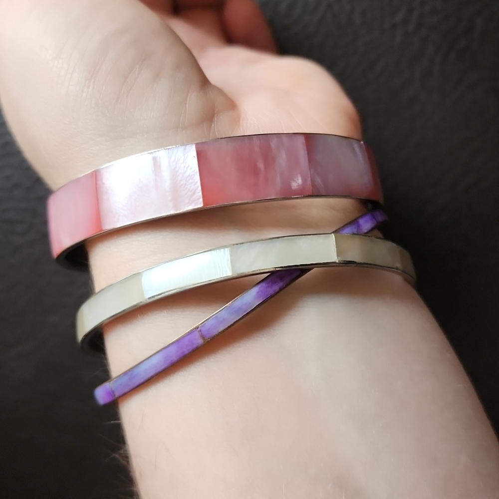 Vtg Shell Bangle Bracelets - image 8